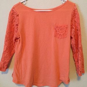 CUTE orange-peach SO lace long sleeve